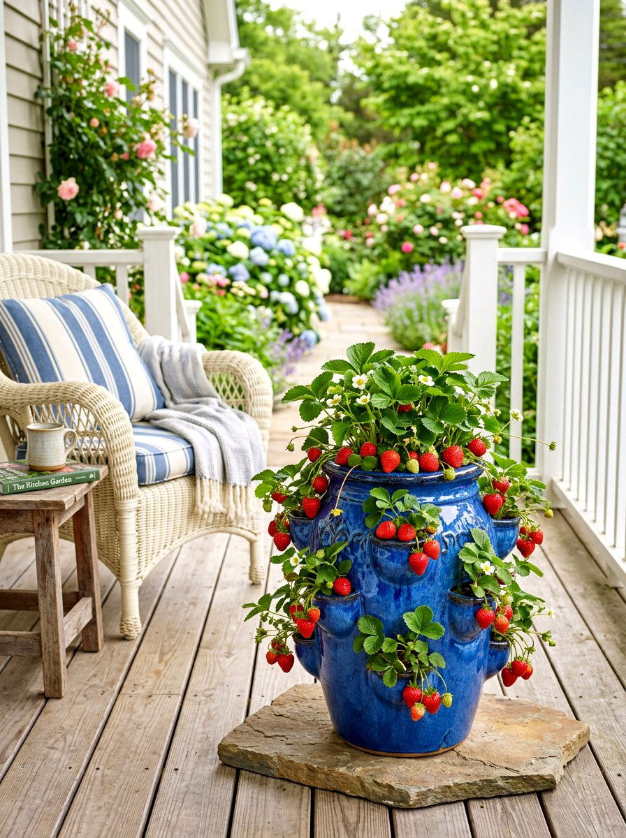 Ceramic Stackable Strawberry Pot - 30 strawberry tower ideas