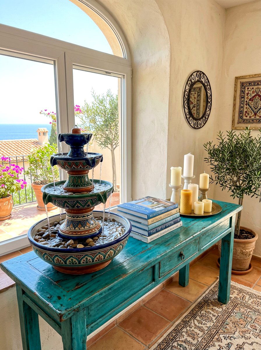 Ceramic Tiered Water Fountain - 30 tabletop fountain ideas