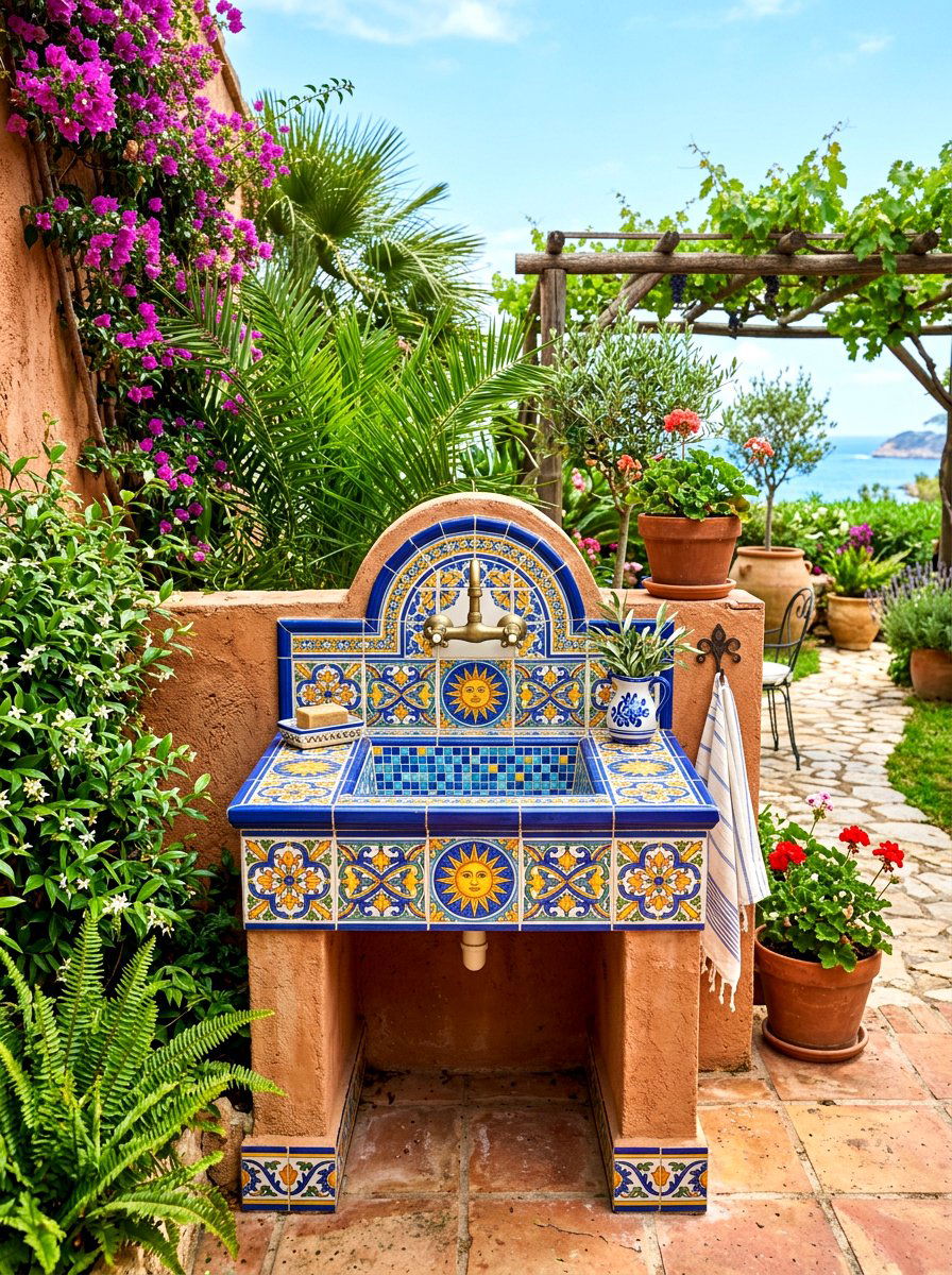 Ceramic Tile Outdoor Sink - 30 outdoor utility sink ideas