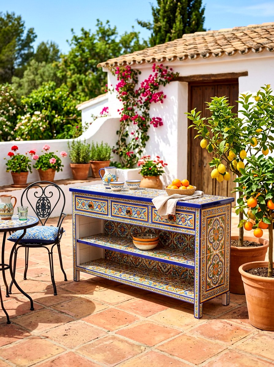 Ceramic Tiled Outdoor Sideboard - 30 outdoor sideboard ideas