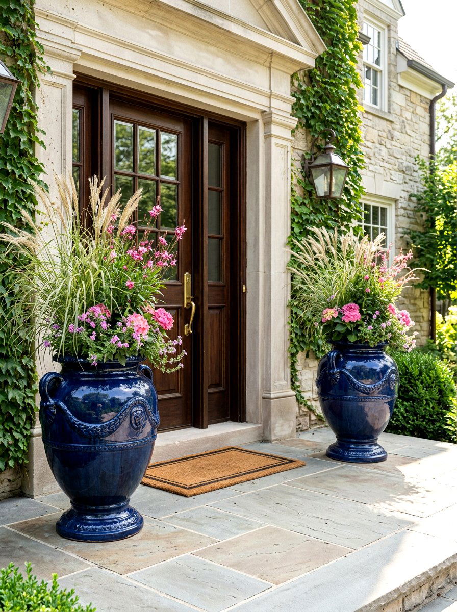 Ceramic Urn Entry - 30 spring front entry ideas