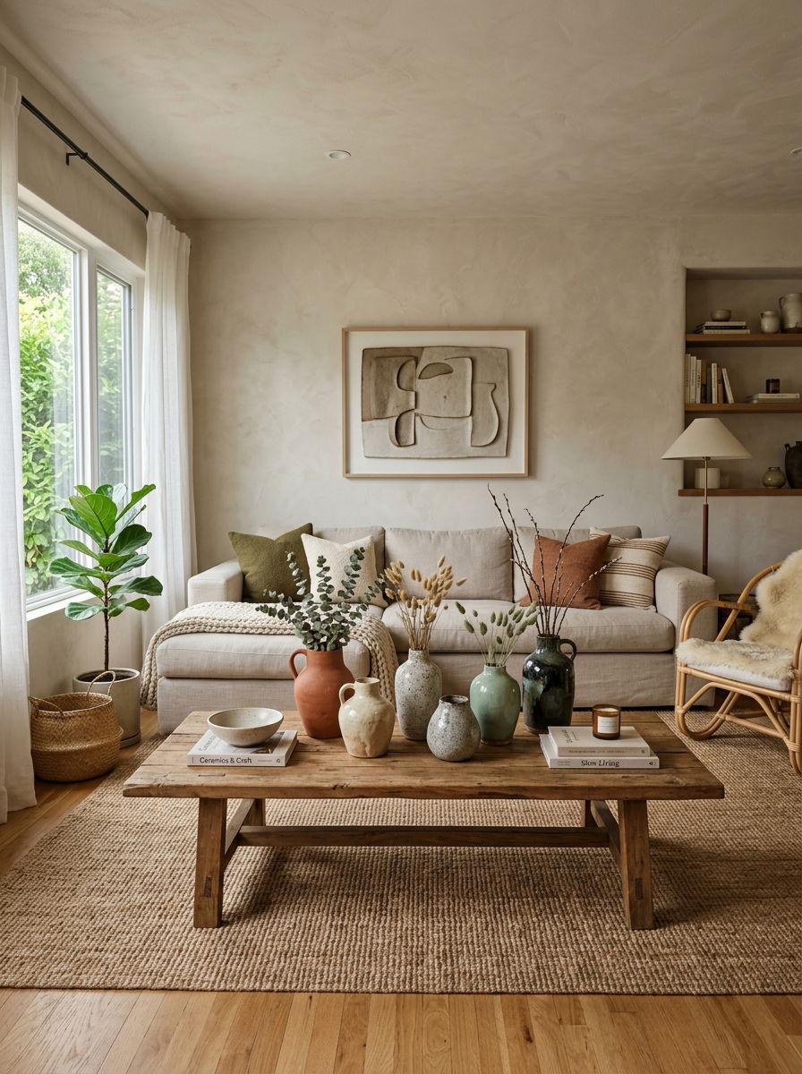 Ceramic Vase Living Room - 30 organic modern living space ideas