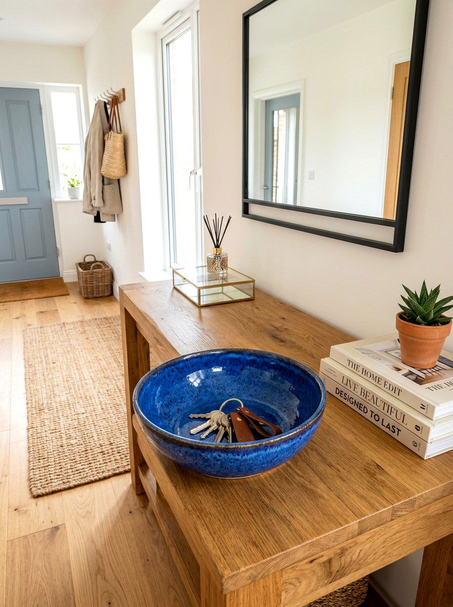 Ceramic bowl for keys - 30 hallway console styling ideas