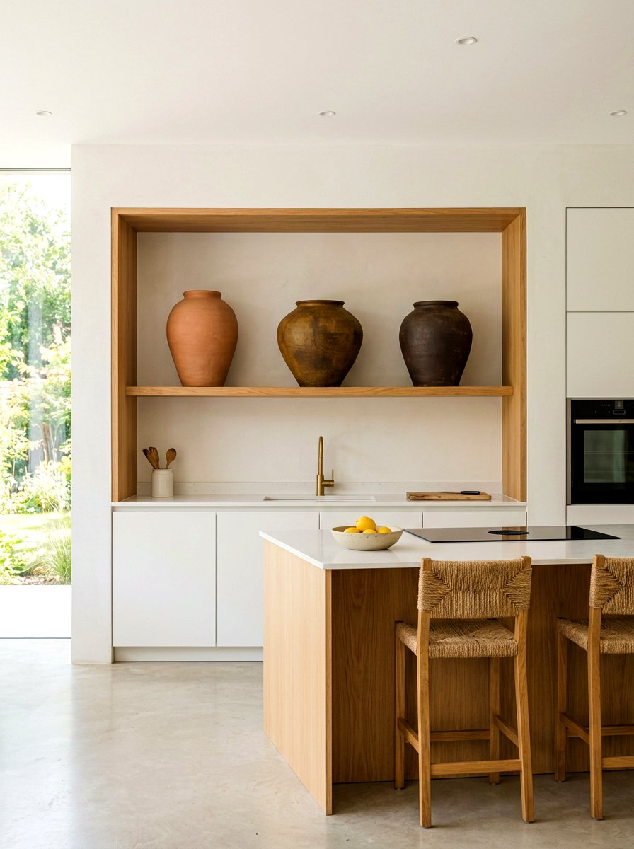 Ceramic display kitchen - 30 Japandi kitchen ideas