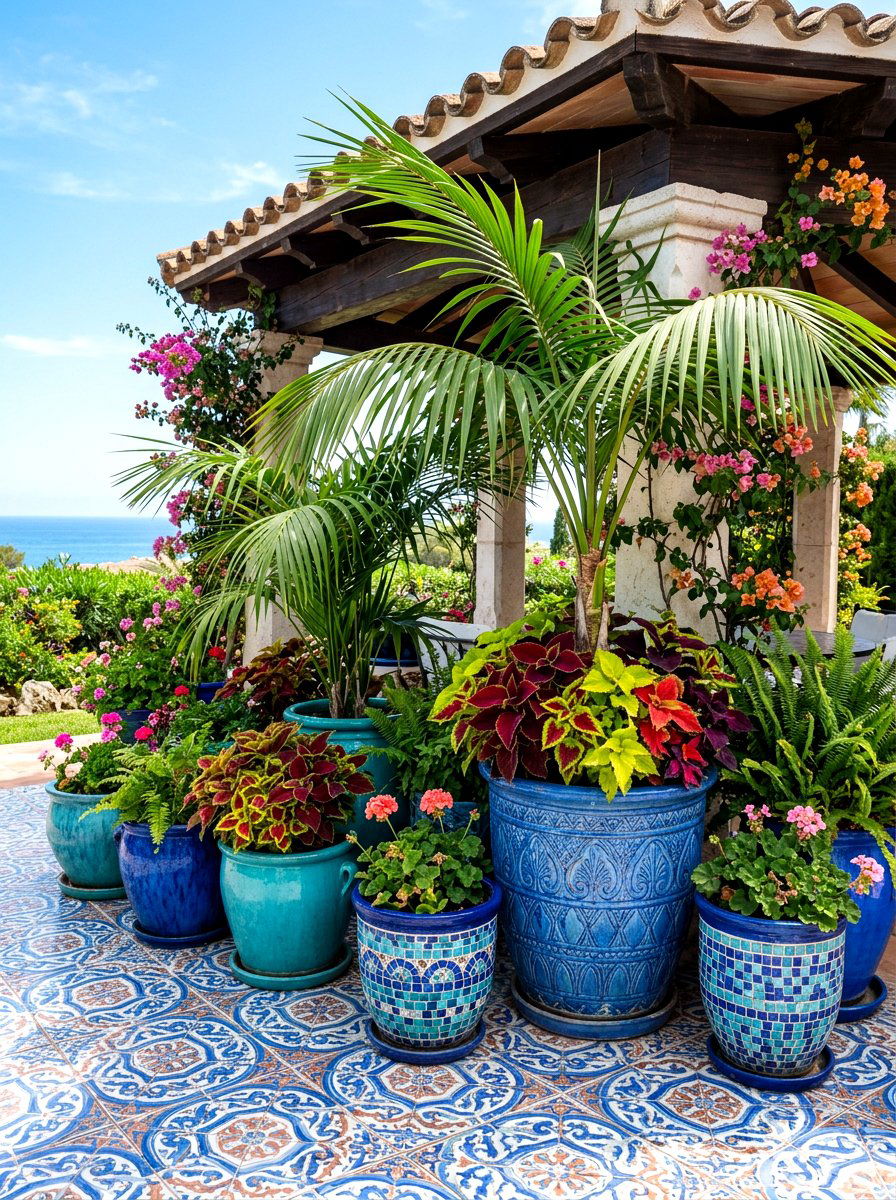 Ceramic gazebo floor pots - 30 gazebo planter ideas