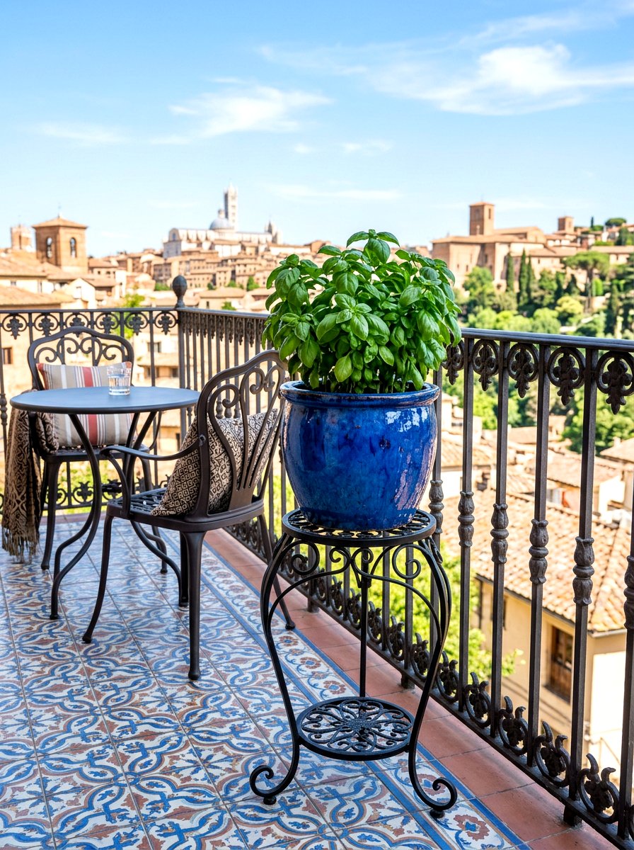 Ceramic herb pot - 30 balcony herb box ideas