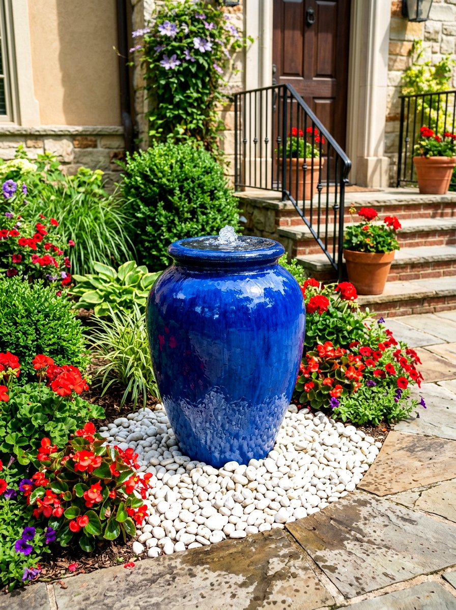 Ceramic pot fountain - 30 front yard water feature ideas