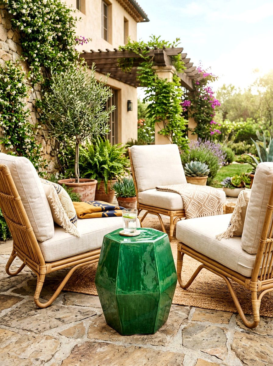 Ceramic side table - 30 boho outdoor furniture ideas