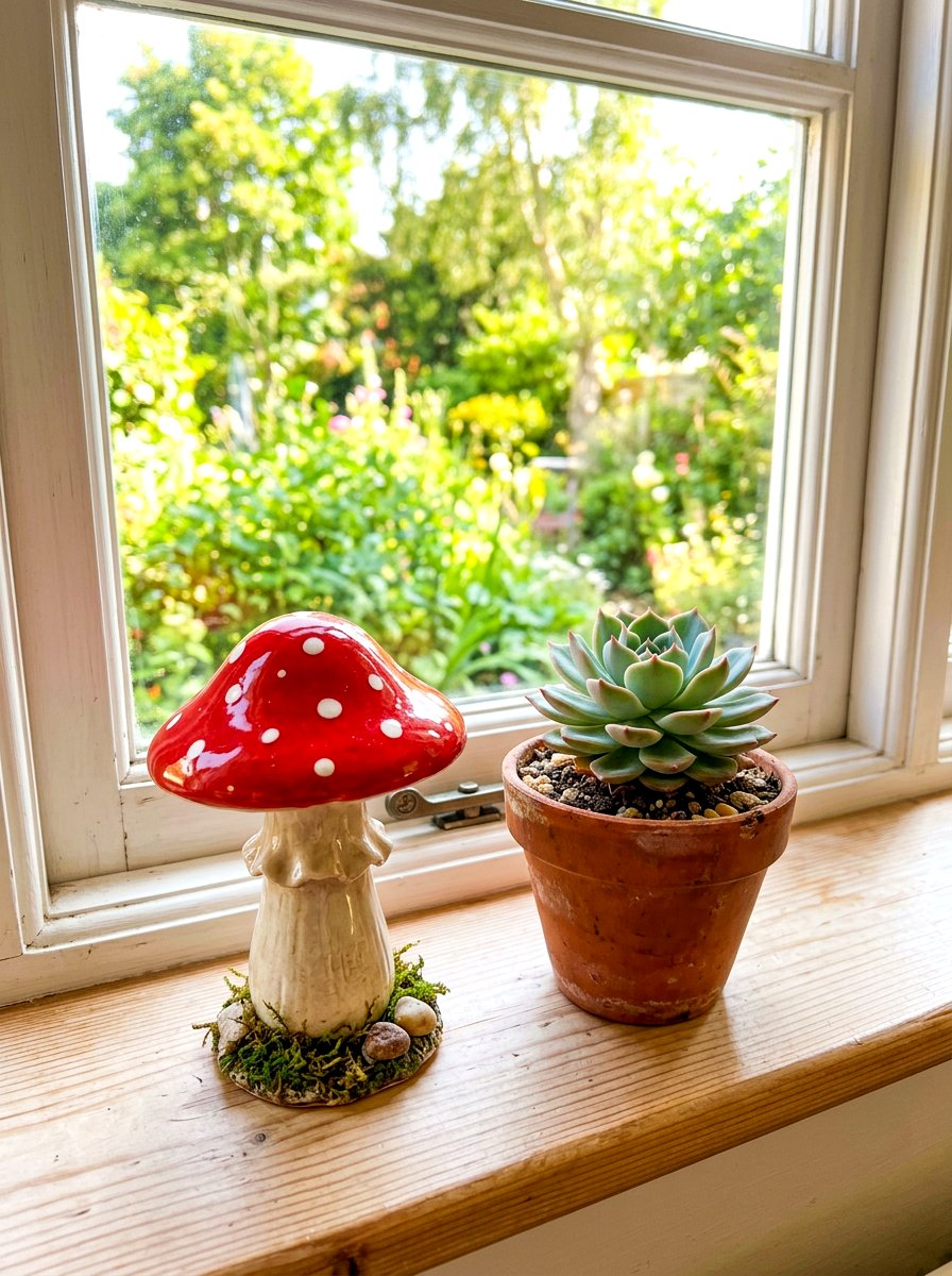 Ceramic toadstool figurine - 30 fairycore bedroom ideas