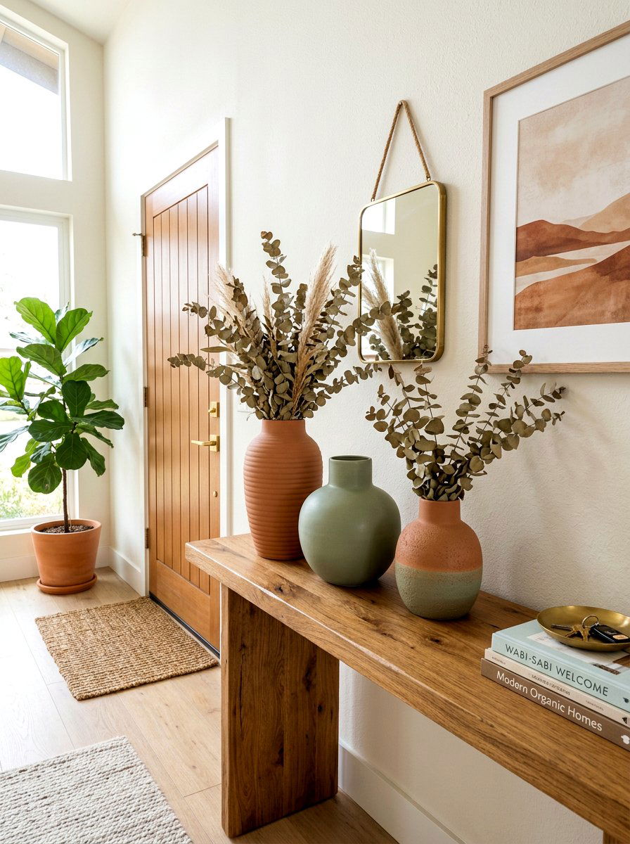 Ceramic vase entryway decor - 30 earthy entryway ideas