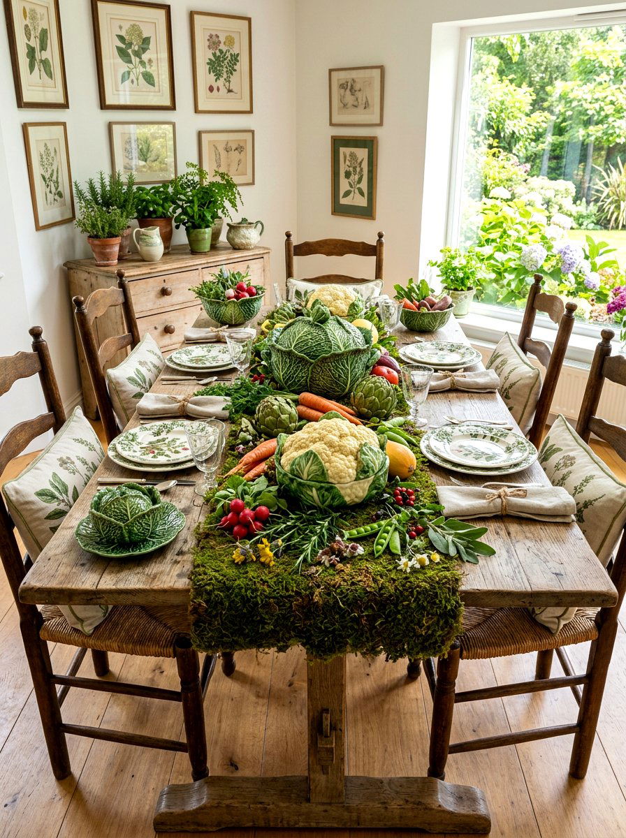Ceramic vegetable centerpiece - 30 cabbagecore tablescape ideas