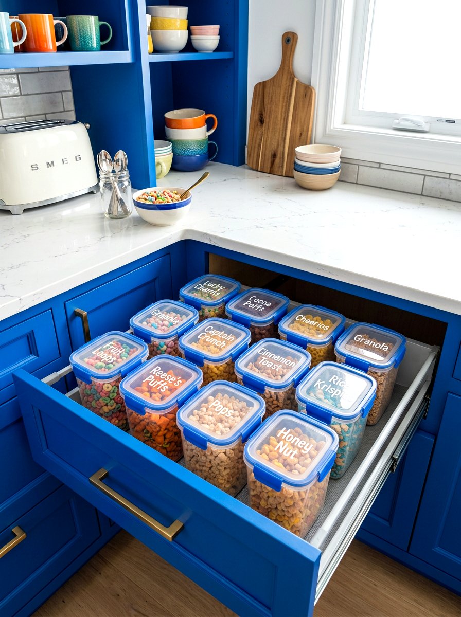 Cereal Container Drawer - 30 kitchen drawer pantry ideas