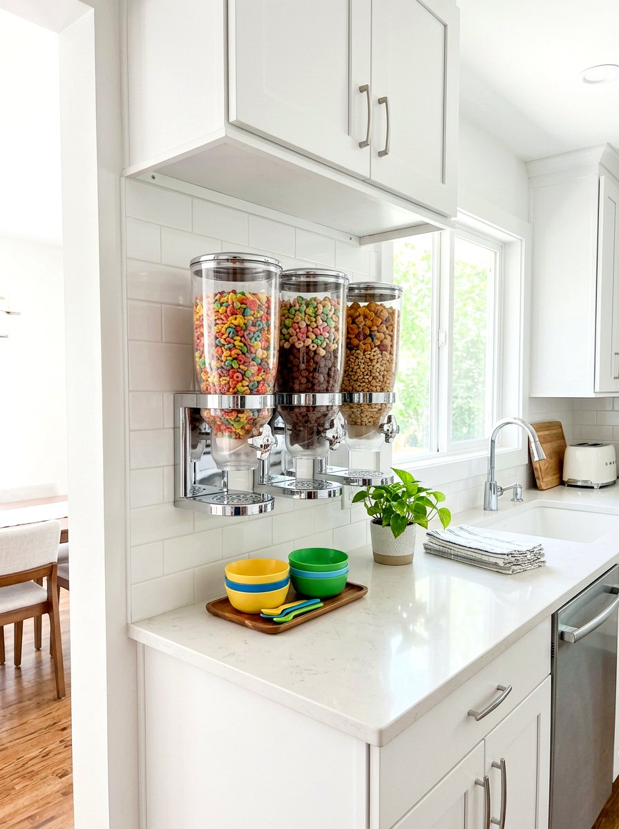Cereal Dispenser Wall - 30 refill station pantry ideas