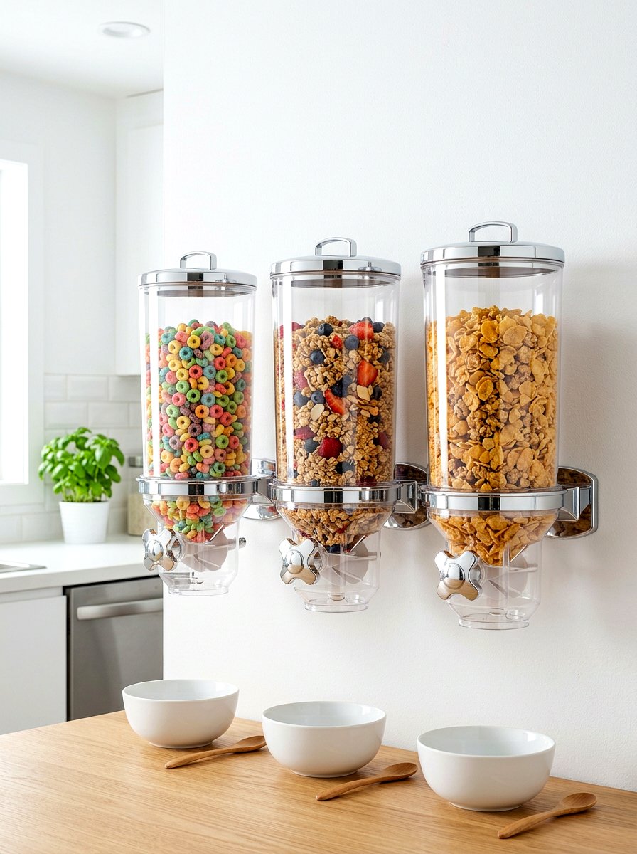 Cereal dispenser wall - 30 pantry snack zone ideas
