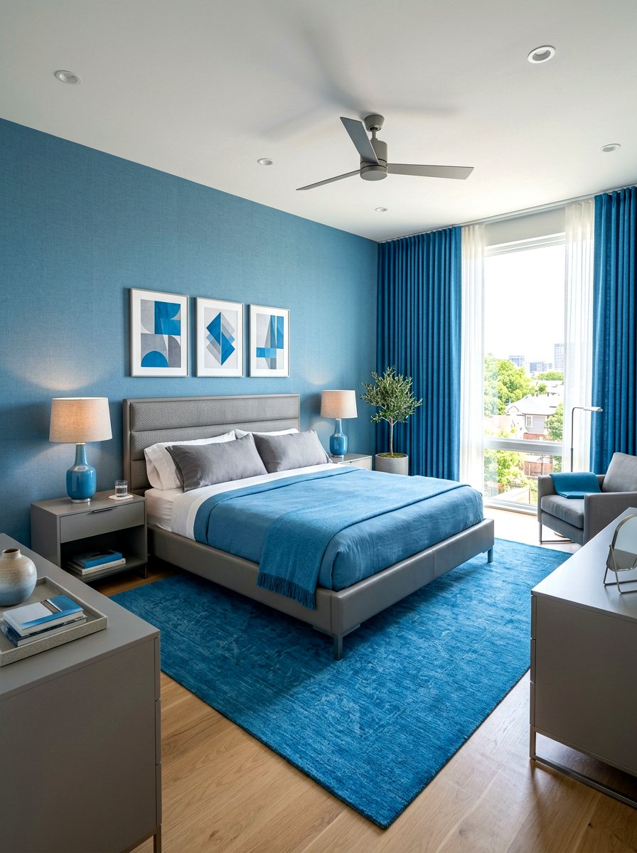 Cerulean Blue And Titanium Gray Bedroom - 30 blue and gray bedroom ideas