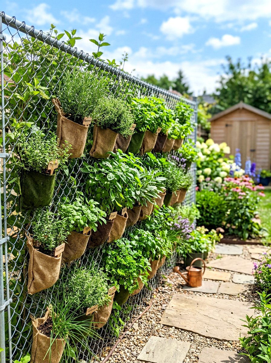 Chain Link Herb Support - 30 herb garden trellis ideas