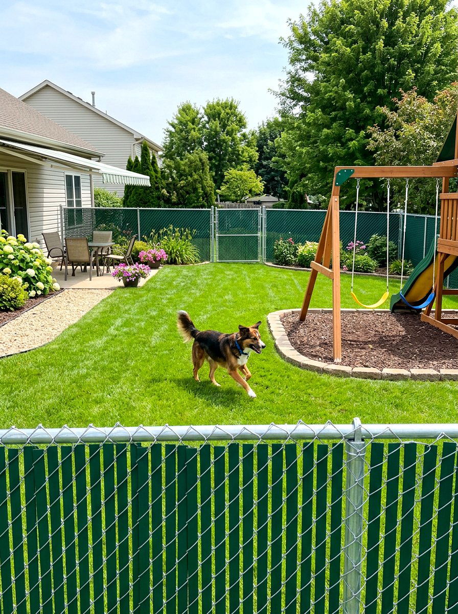 Chain Link Privacy Yard - 30 dog fence ideas