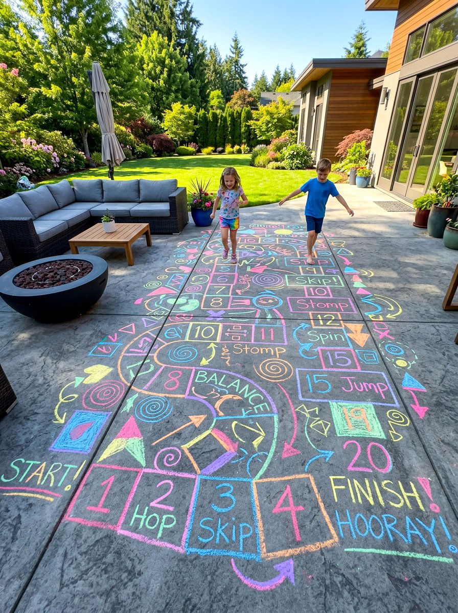 Chalk Path Challenge - 30 backyard obstacle course ideas