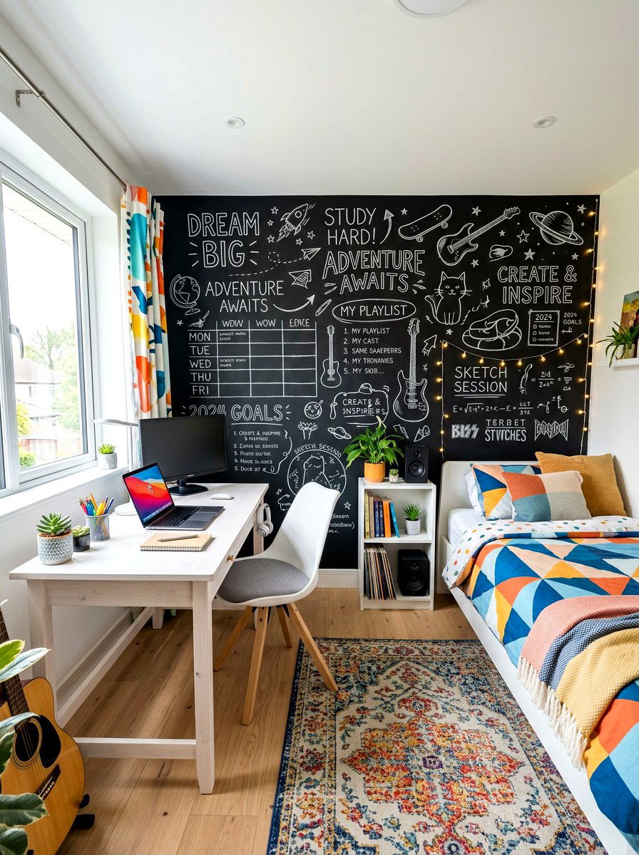 Chalkboard Accent Wall - 30 teen room Pinterest ideas