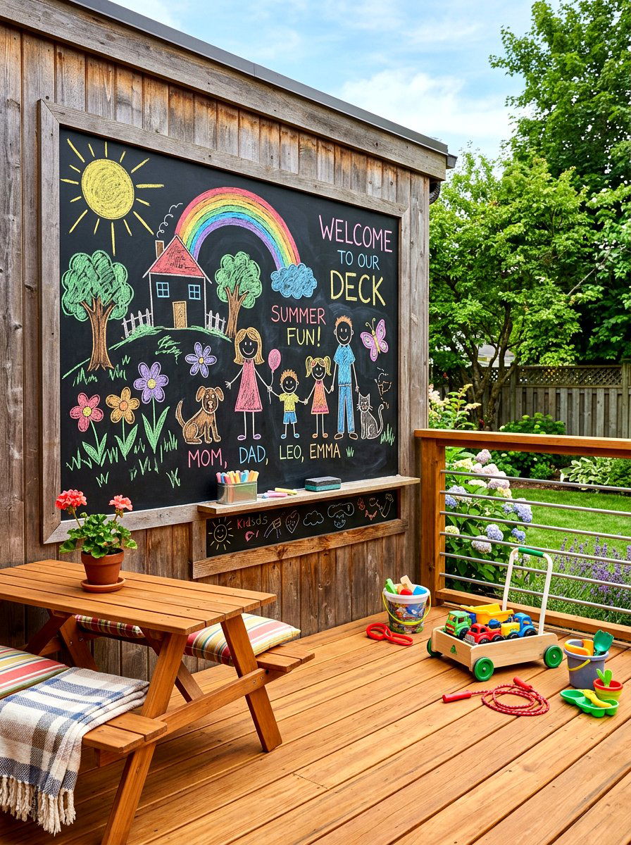 Chalkboard Deck Wall - 30 budget deck ideas