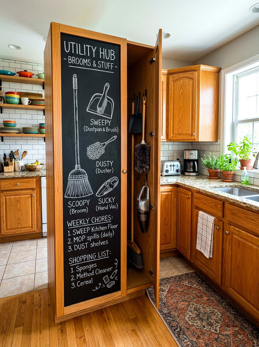 Chalkboard Door Broom Cabinet - 30 tall broom cabinet ideas