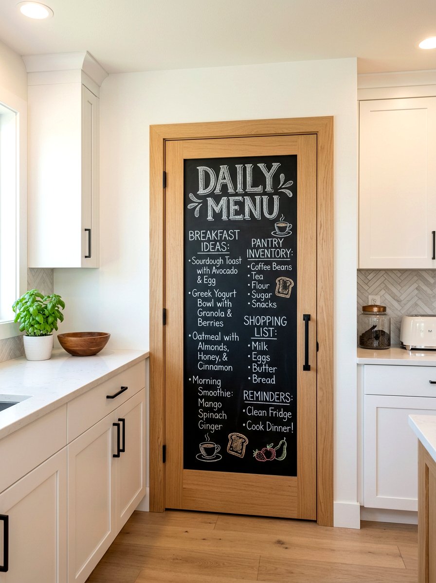 Chalkboard Door Pantry - 30 breakfast pantry ideas