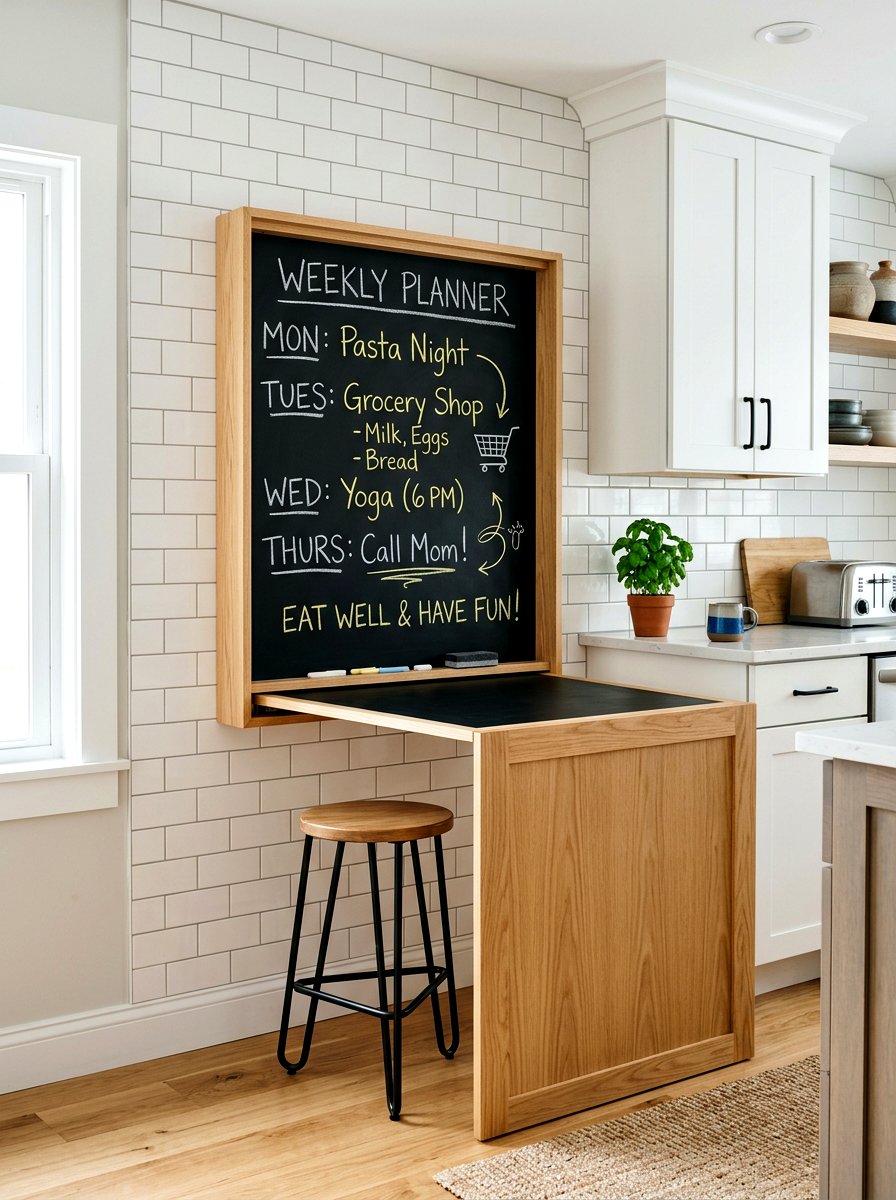 Chalkboard Folding Desk - 30 fold down desk apartment ideas