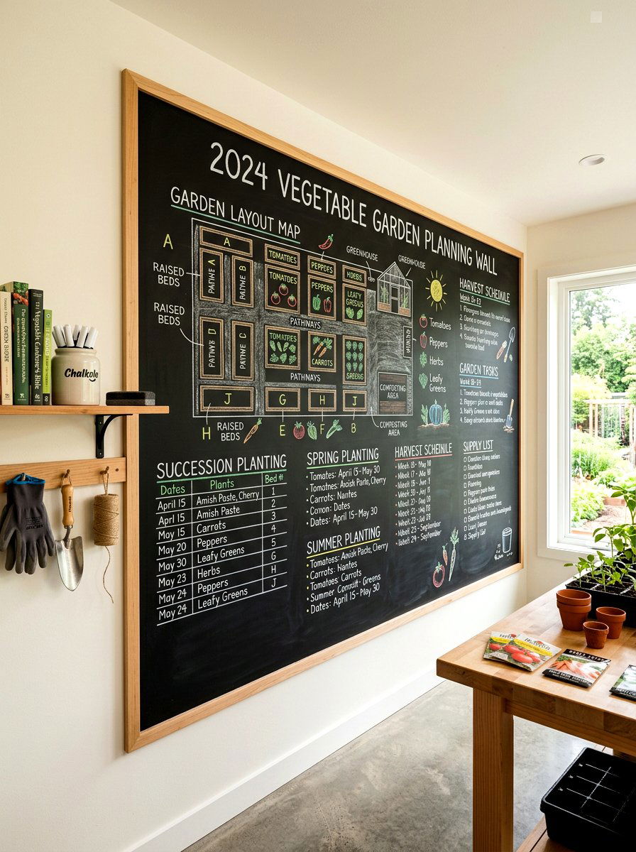 Chalkboard Garden Planning Wall - 30 potting shed decor ideas