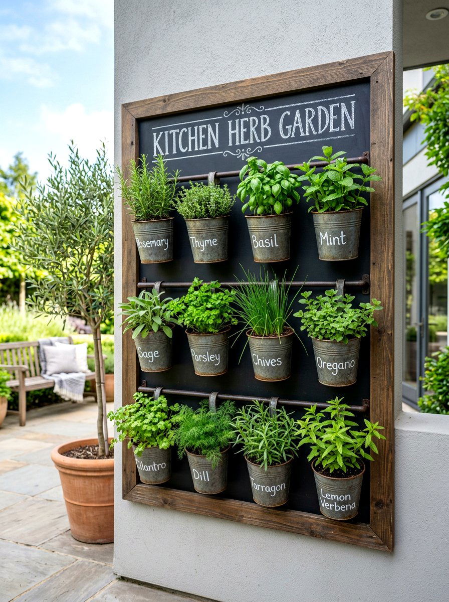 Chalkboard Herb Garden - 30 outdoor vertical garden ideas