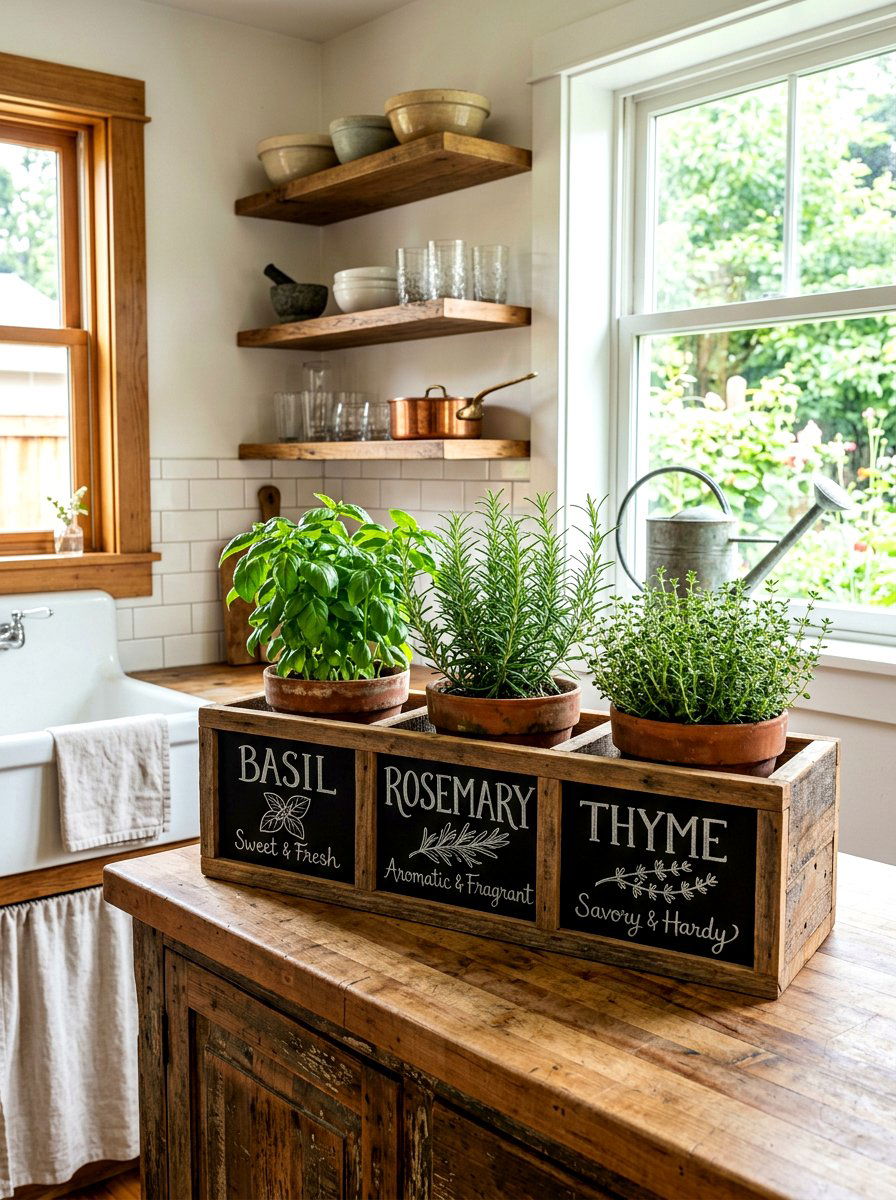 Chalkboard Herb Planter Box - 30 hanging herb garden ideas