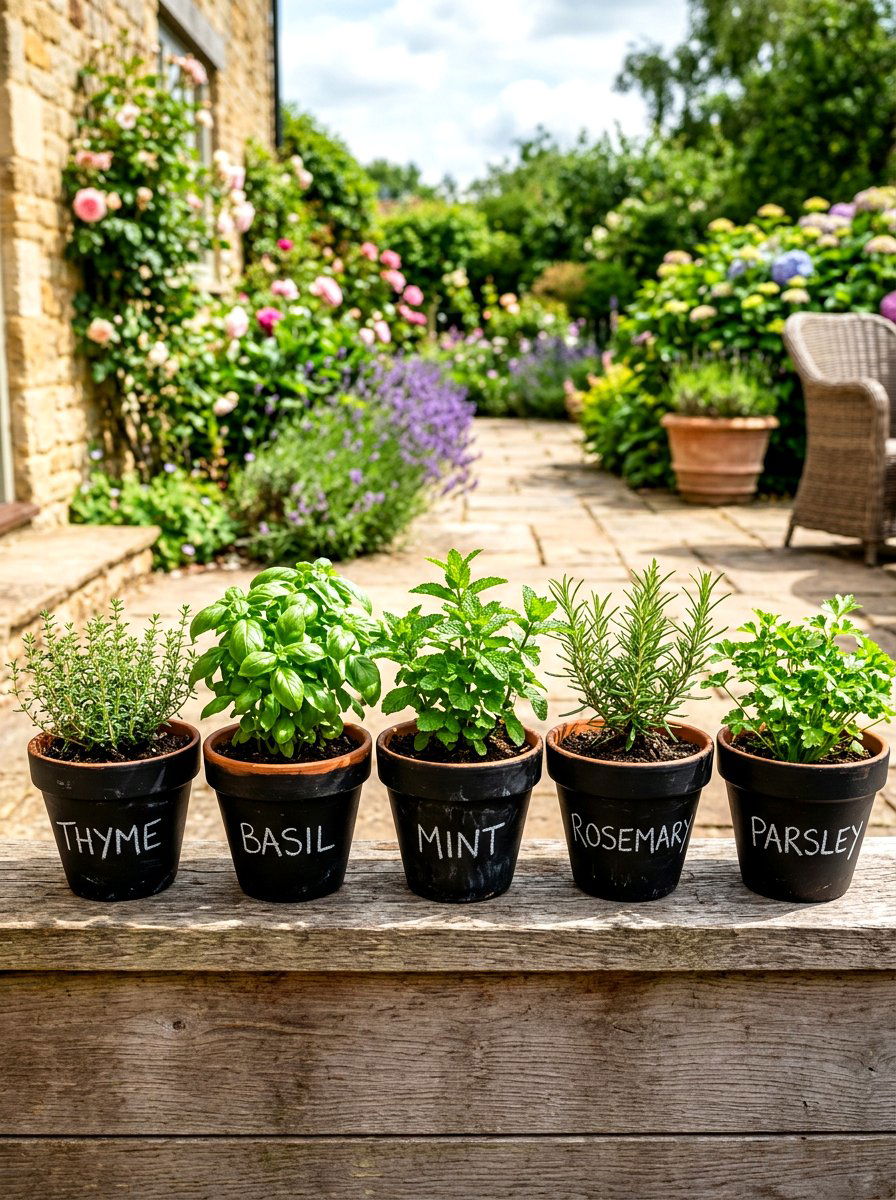 Chalkboard Herb Pot - 30 herb container garden ideas