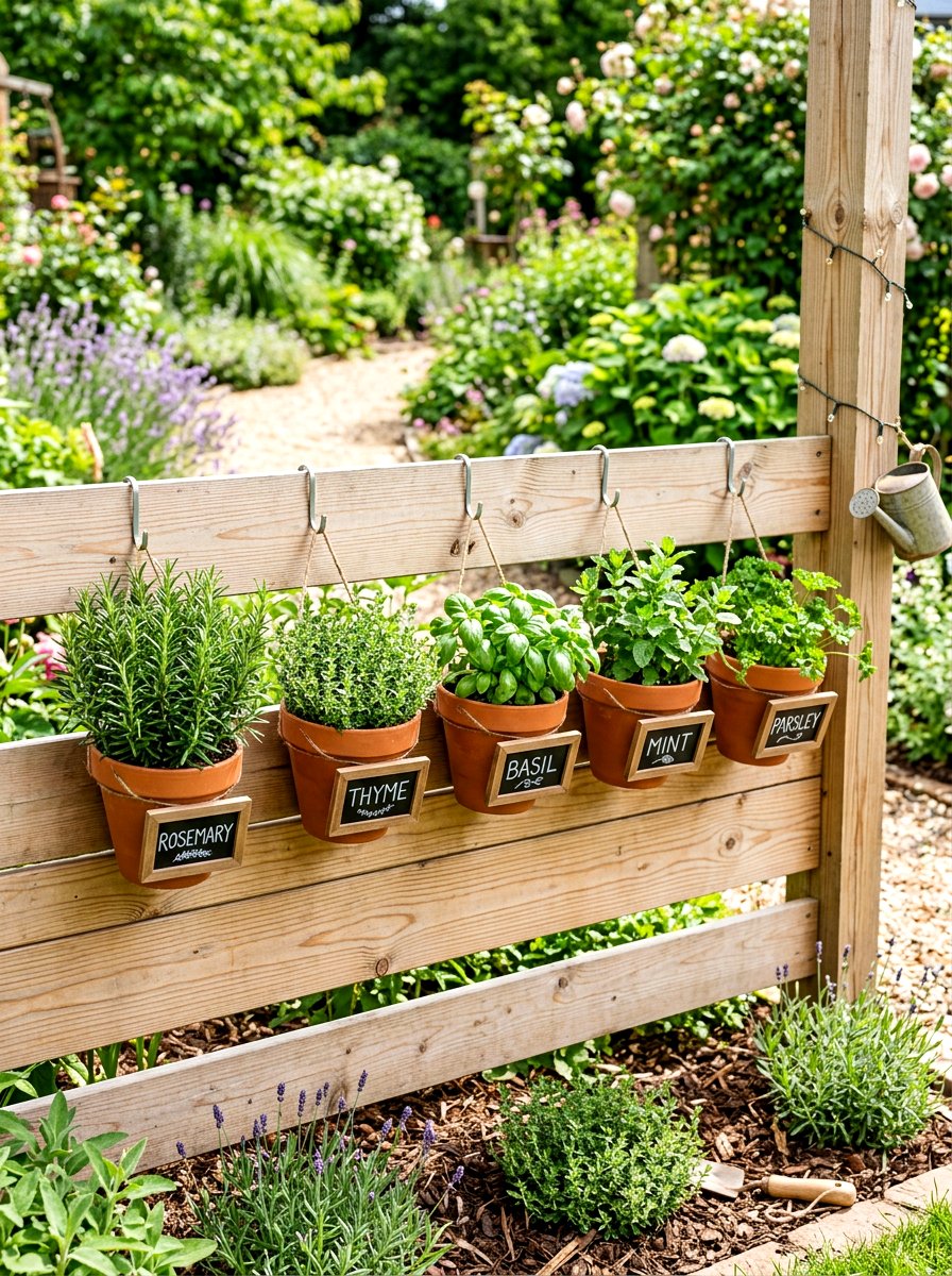 Chalkboard Herb Pot - 30 fence planter ideas