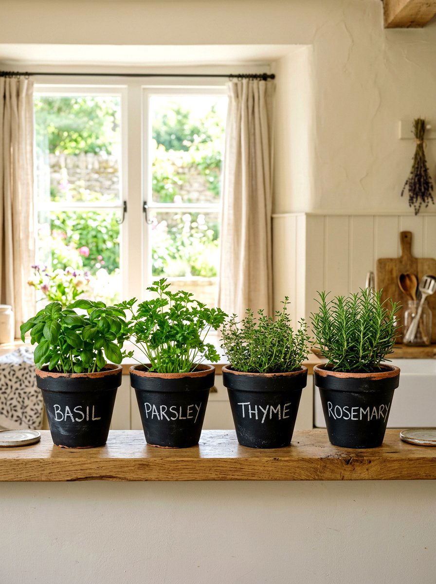 Chalkboard Herb Pots - 30 simple herb garden ideas