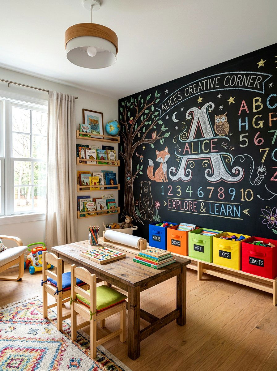 Chalkboard Initial Nursery Wall - 30 monogram nursery ideas