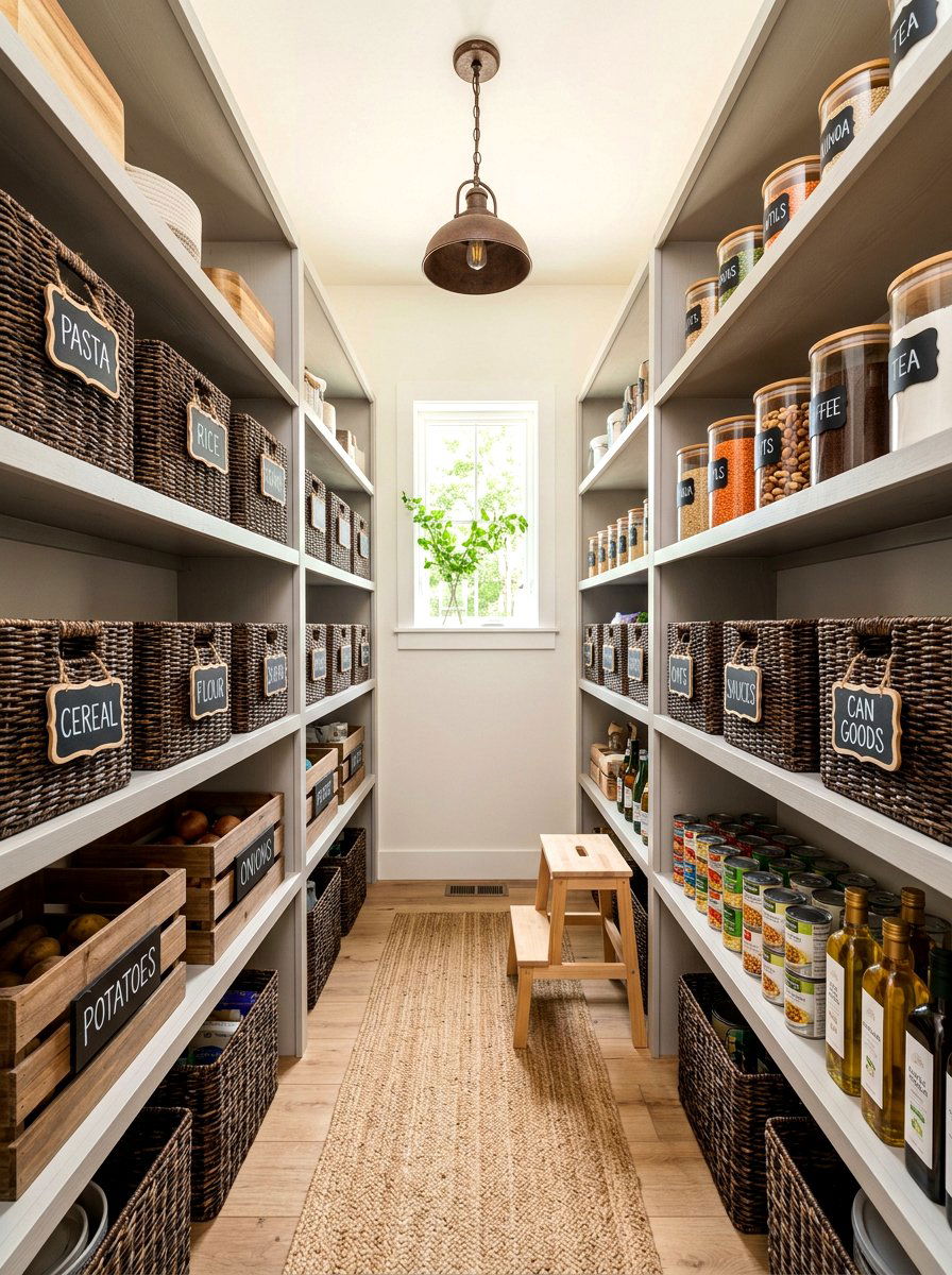 Chalkboard Label Basket - 30 basket pantry organization ideas