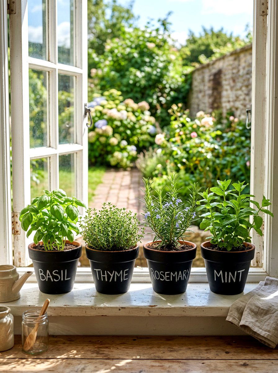 Chalkboard Label Herb Pot - 30 container herb garden ideas