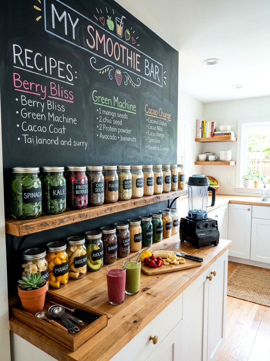 Chalkboard Label Organization - 30 smoothie station kitchen ideas