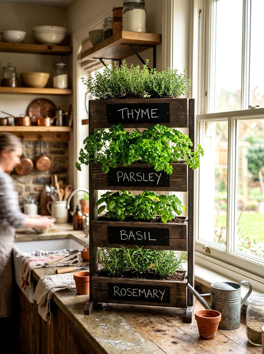 Chalkboard Label Vertical Planter Box - 30 vertical planter box ideas