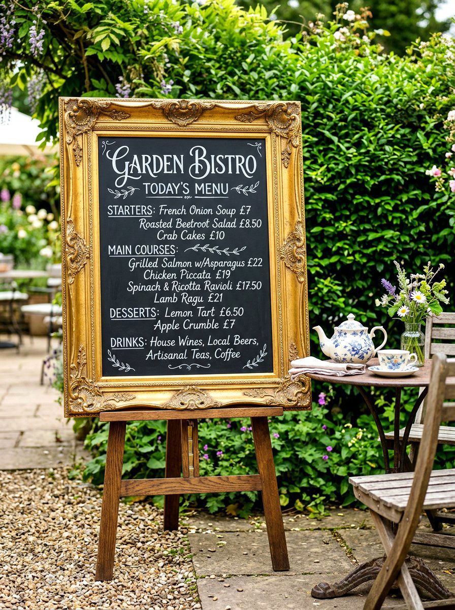 Chalkboard Menu Board - 30 garden tea party decor ideas