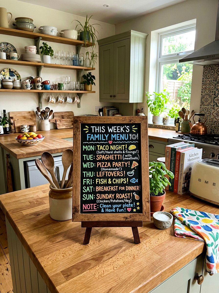 Chalkboard Menu Sign - 30 kitchen counter decor ideas