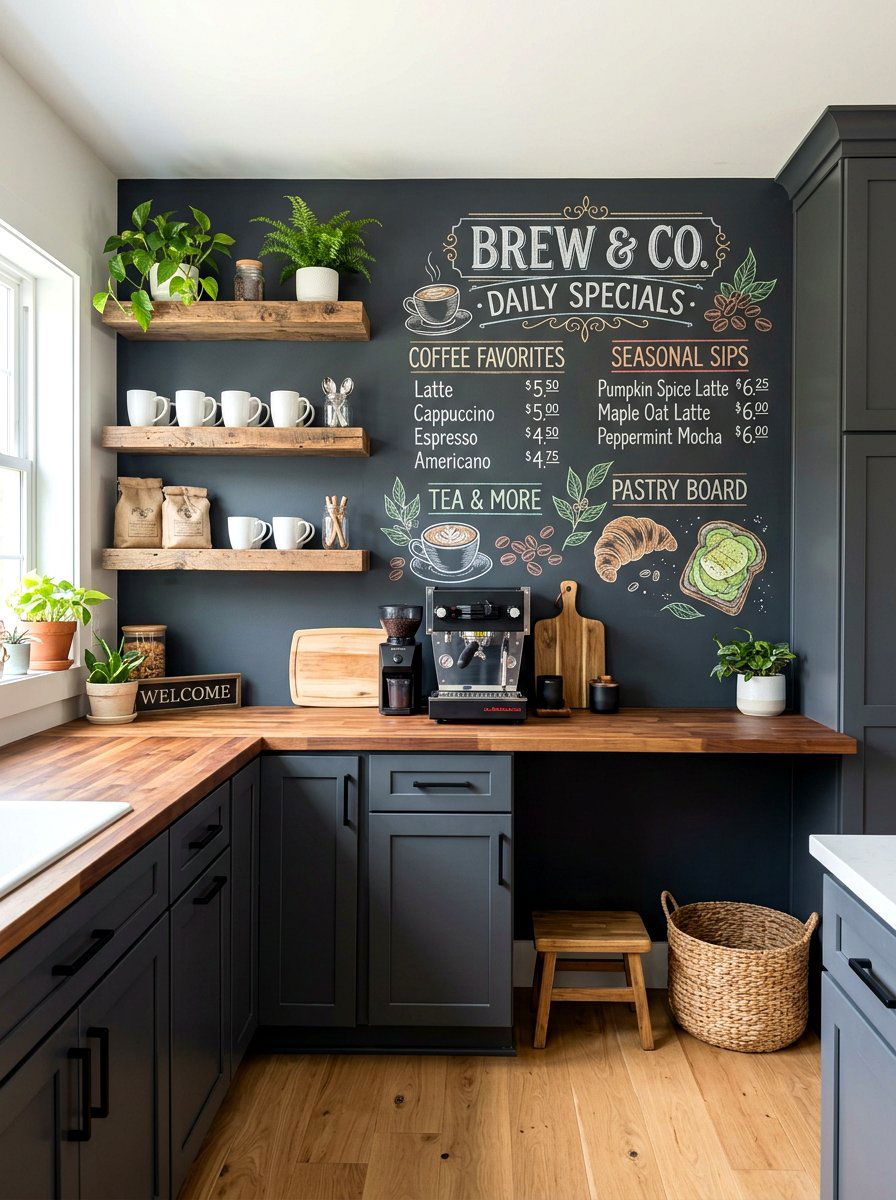 Chalkboard Menu Wall - 30 coffeehouse kitchen decor ideas