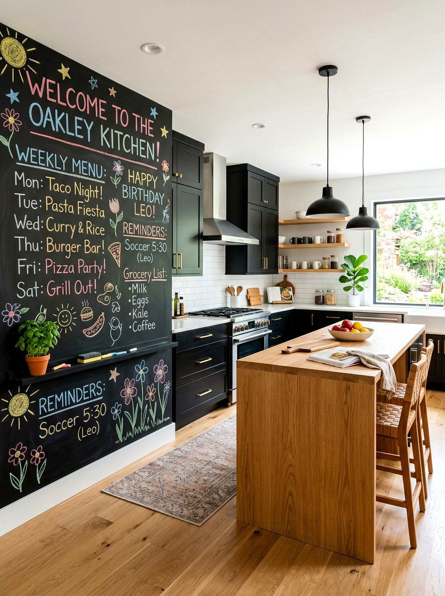 Chalkboard Message Board - 30 eclectic kitchen ideas