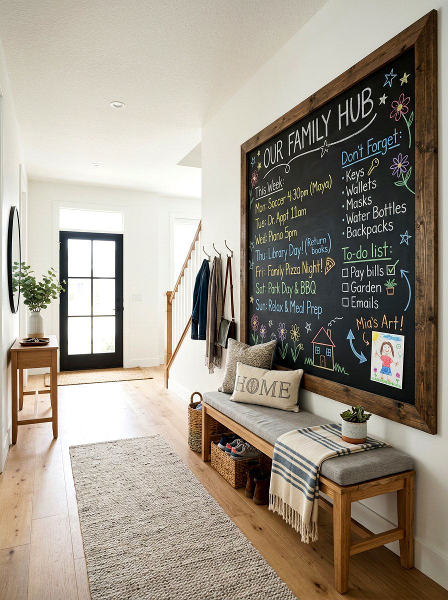 Chalkboard Message Board - 30 family entryway ideas