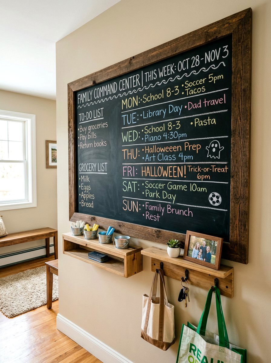 Chalkboard Message Center - 30 entryway wall decor ideas