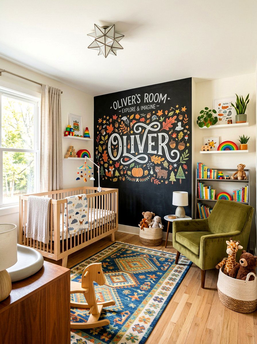 Chalkboard Name Wall - 30 nursery name wall ideas