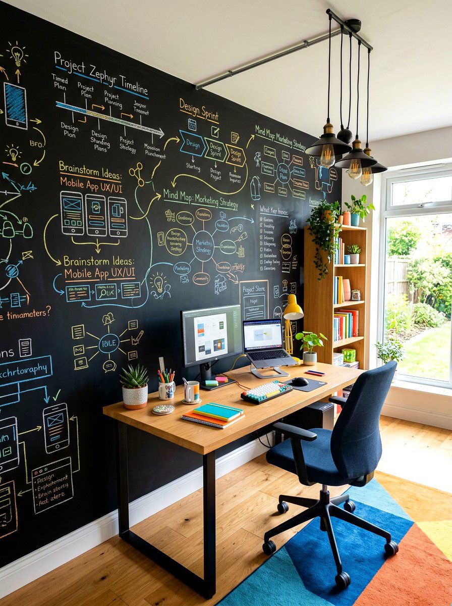 Chalkboard Paint - 30 home office wall ideas