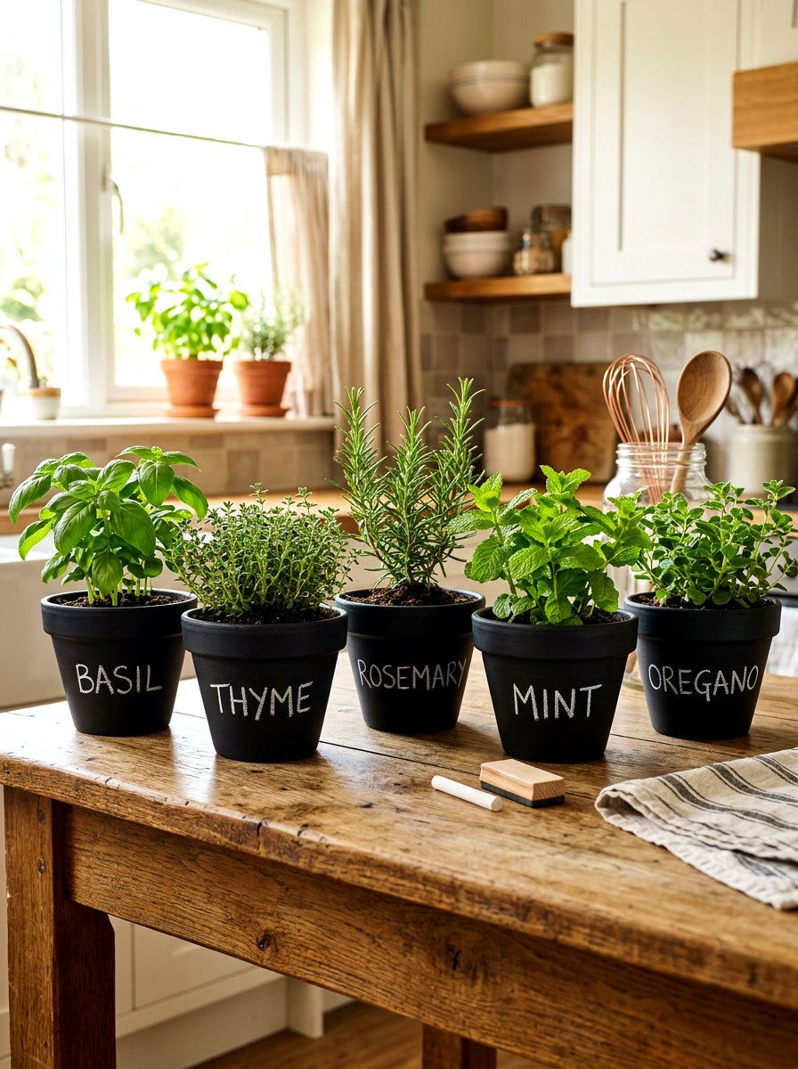 Chalkboard Painted Pot - 30 herb planter ideas