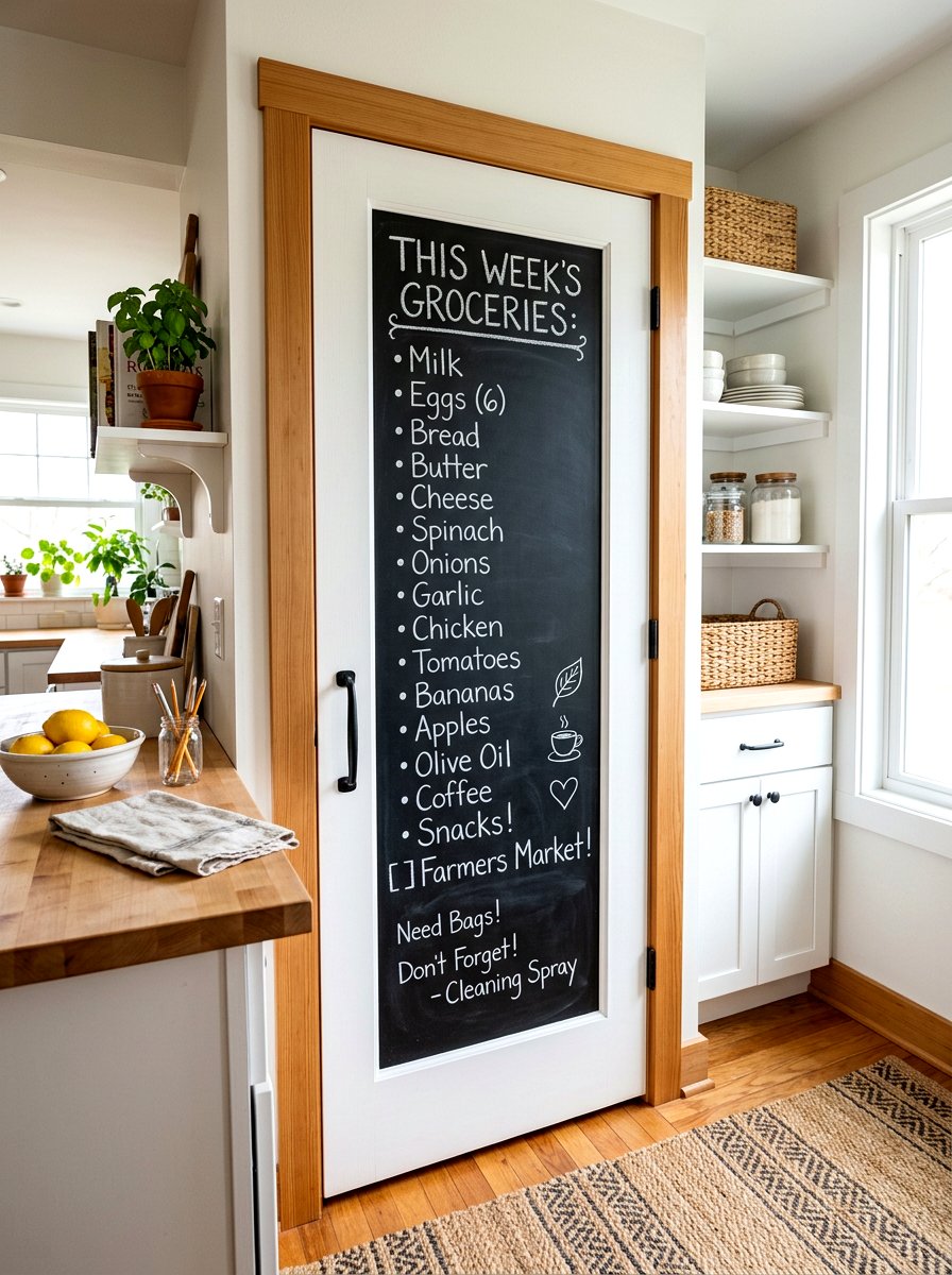 Chalkboard Pantry Door - 30 farmhouse pantry ideas