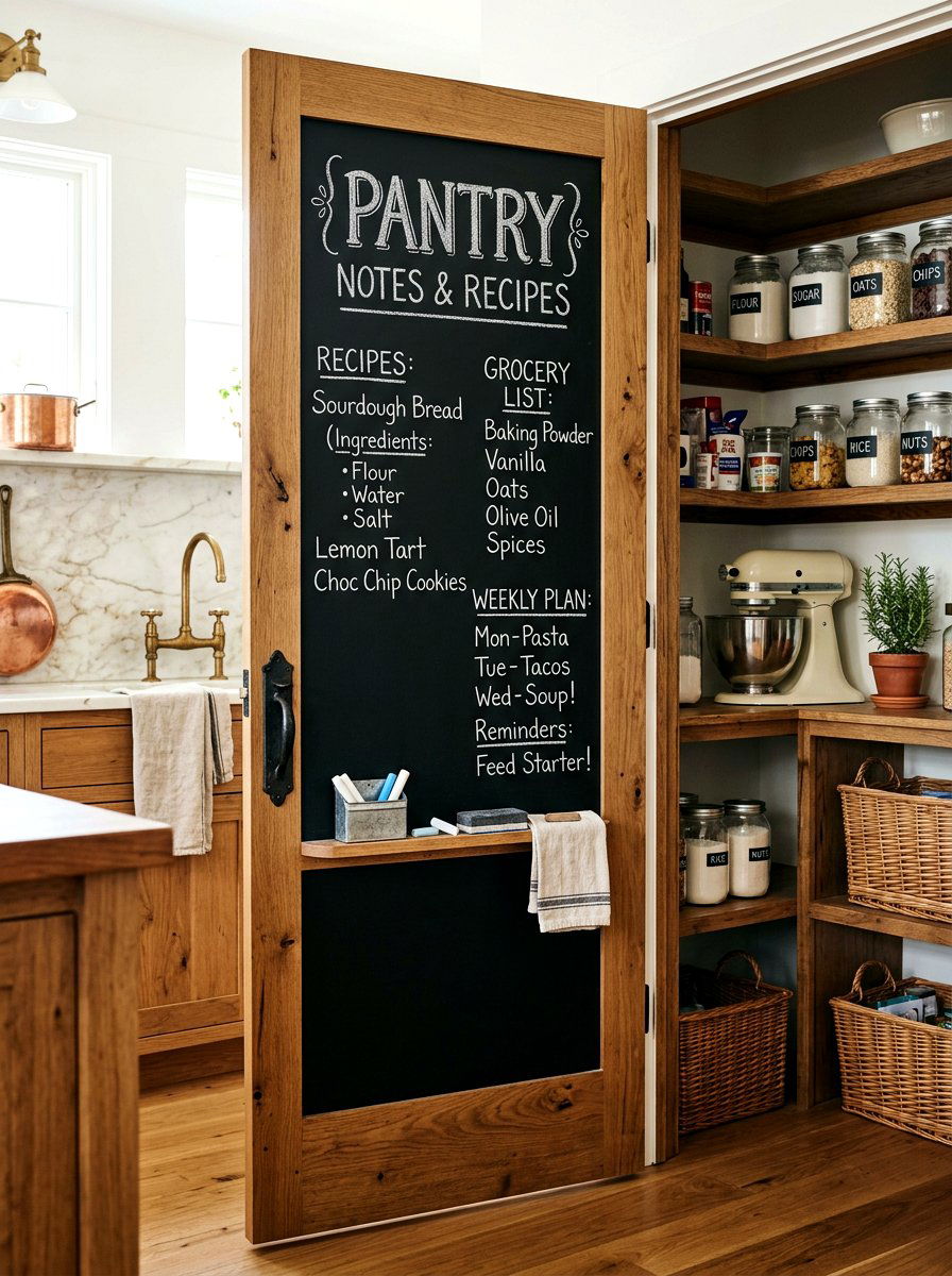 Chalkboard Pantry Door - 30 baking pantry ideas