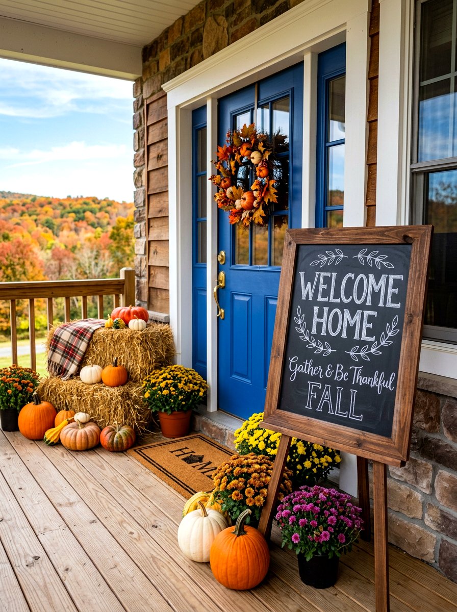 Chalkboard Porch Sign - 30 front door decor ideas